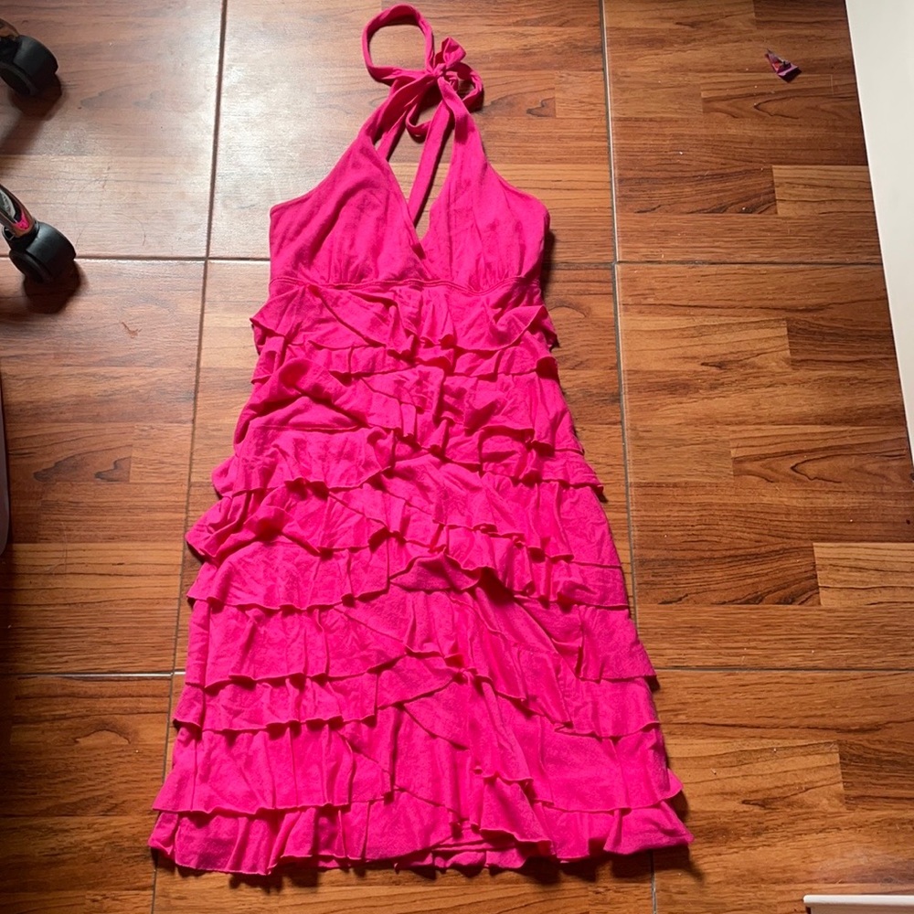 Pink, ruffled, Express dress